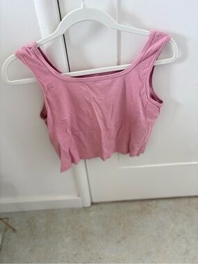 OAK Pink Scoop Neck Crop Tank